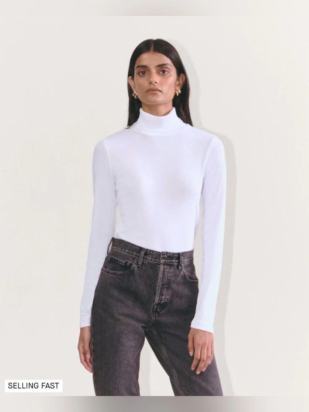 Everlane The Luxe Rib Turtleneck White L Polished Effortless Style Clean Girl